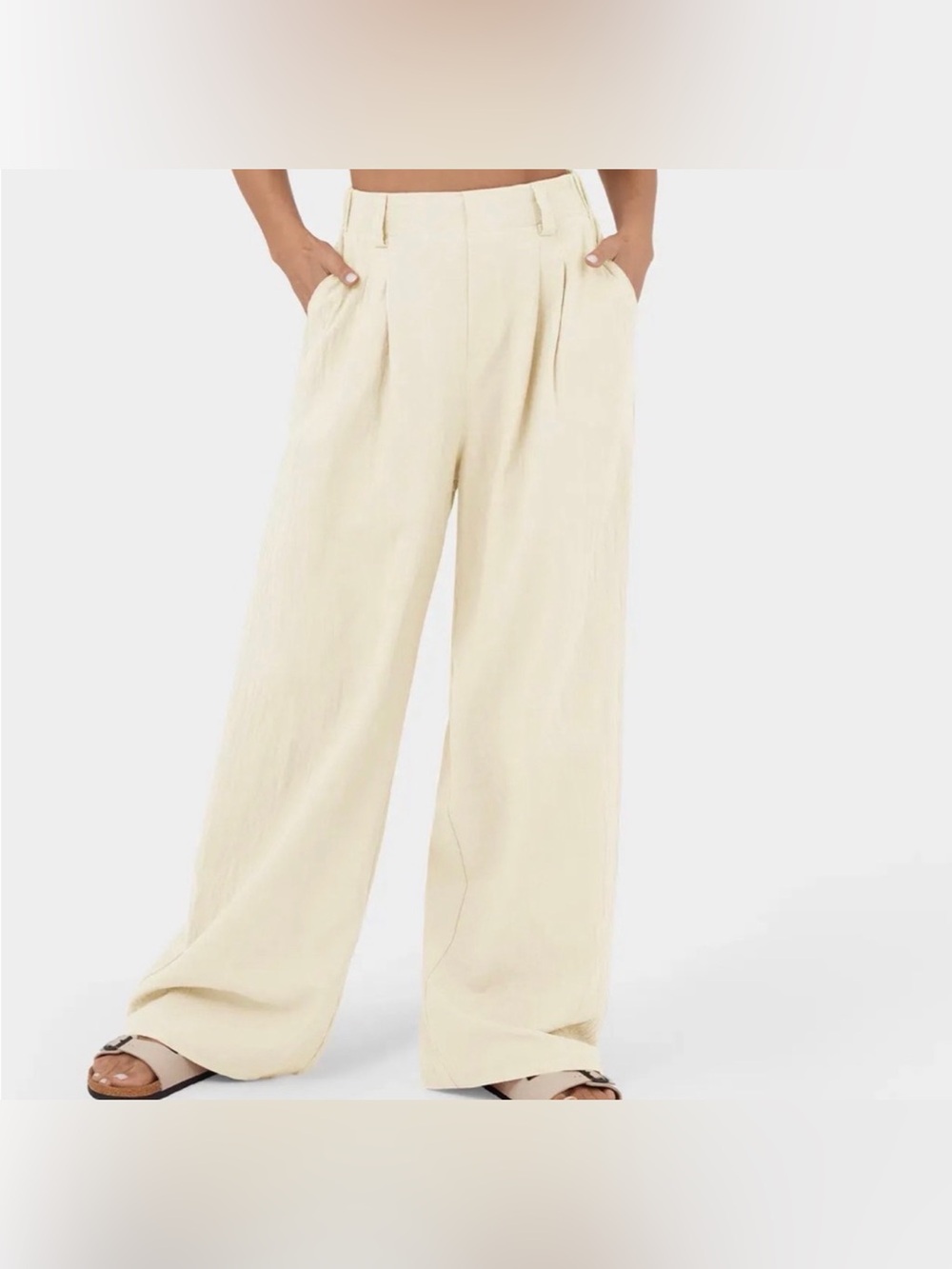 HALARA Wide Leg Cream Ivory High-Rise Trousers